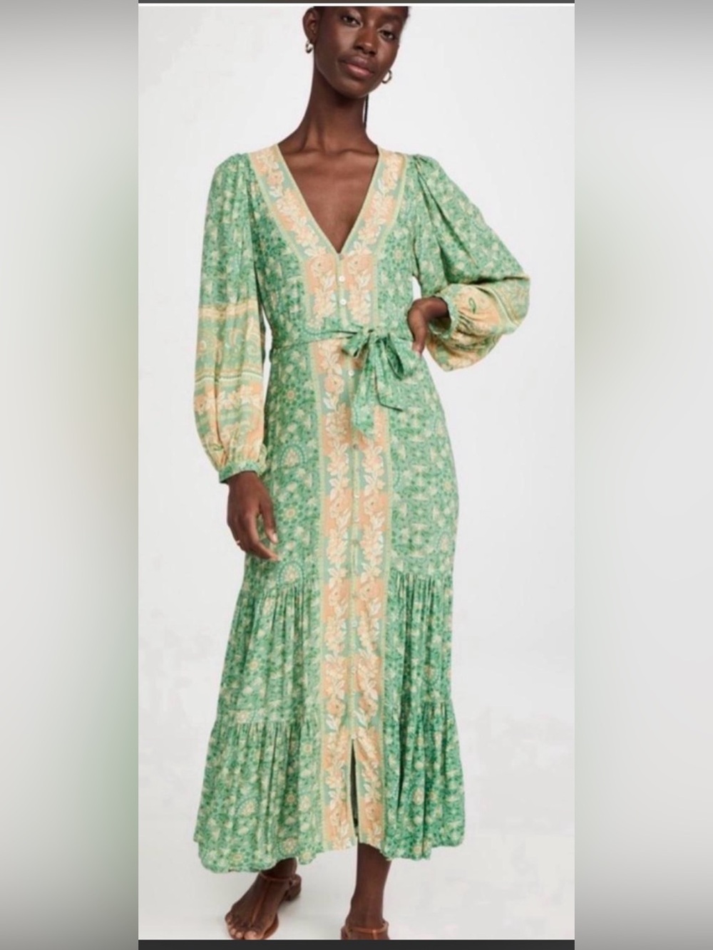 SPELL Madame Peacock Button Through Gown,